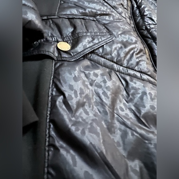 Michael Kors Womens Down Puffer Coat, Black w/leopard Print Size 2XL RN 79675 - Picture 5 of 15